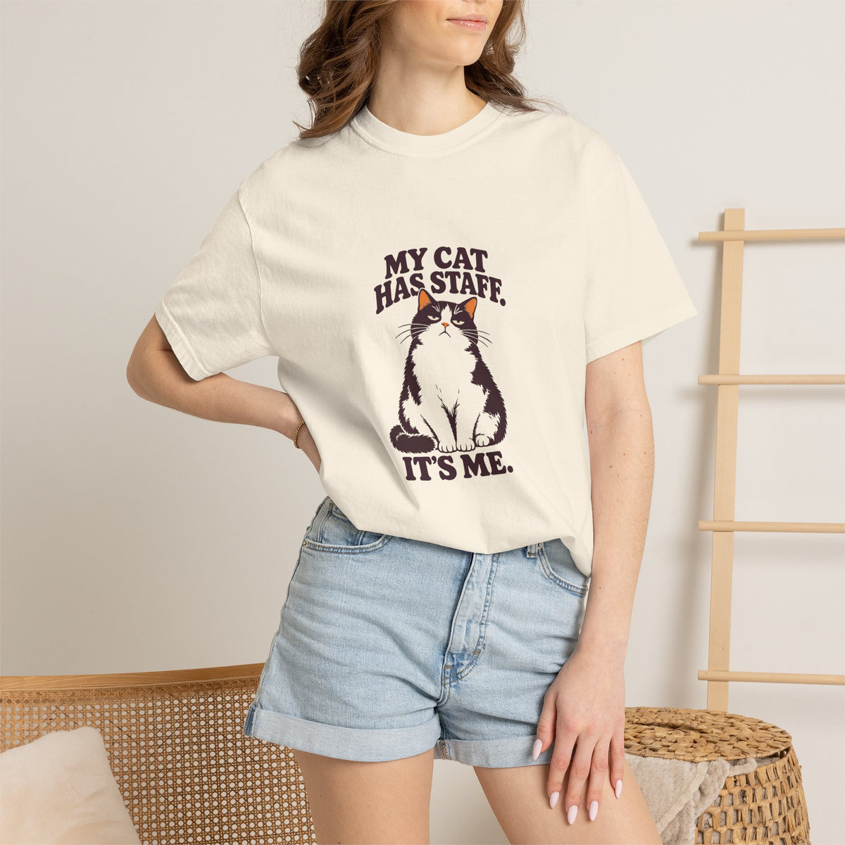 My Cat Has Staff. It’s Me. | Funny Cat Lover Ivory Tee