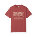 Emotionally Unavailable — Indiana Is Playing — Crimson Fan Tee