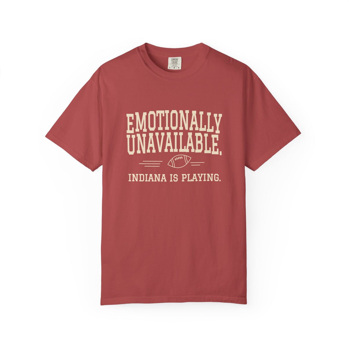 Emotionally Unavailable — Indiana Is Playing — Crimson Fan Tee